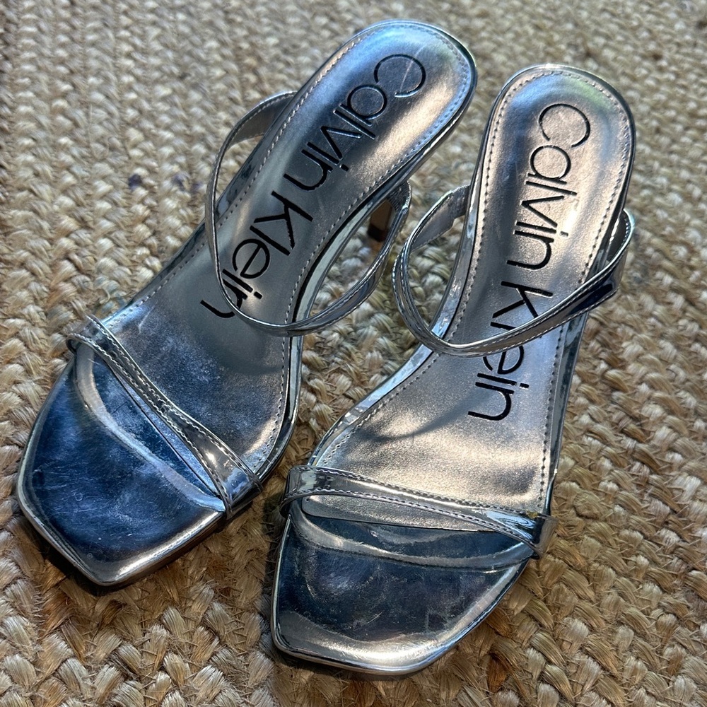 Calvin Klein Metallic Silver Heels